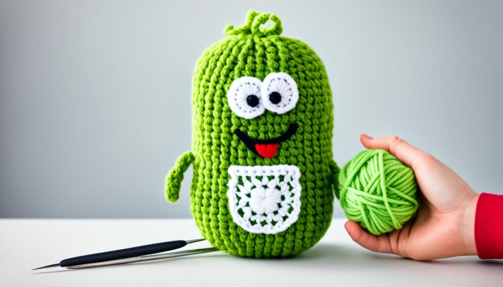 crocheting an emotional support pickle