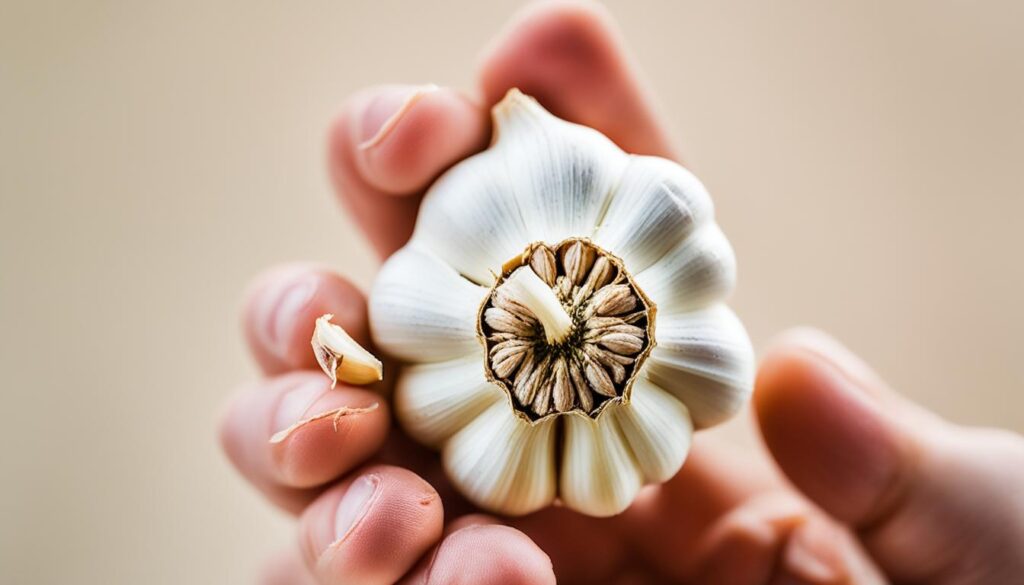 applying garlic cloves for toothache relief